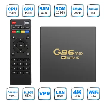 Q96 MAX 2022 Novo 2,4 G WIFI 8GB+128GB 4K H. 265 Media Player Set-Top Box de TV Caixa de Quad Core Amlogic S905L frete Grátis