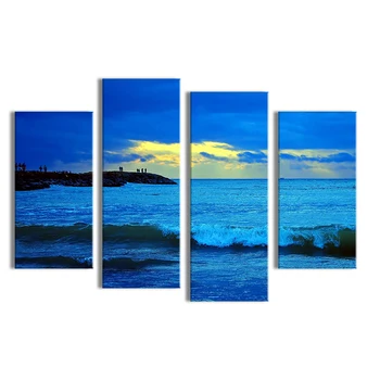 Quente Vende 4 Painéis De Mar Azul Pintura Em Tela De Parede De Arte, Fotografia, Decoração Sala De Estar Impressão Sobre Tela Pintura Moderna