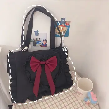 Saco De Lona Bolsas De Nicho Japonês Estilo Harajuku Girl Garota Arco Amor Messenger Bag Bolsa Coreano De Ombro Único