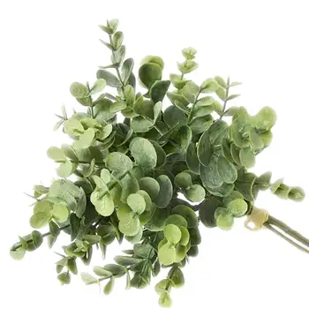 Seda Folha de Eucalipto Artificial Folhas verdes Para Decoração do Casamento de DIY Coroa de Scrapbooking Artesanal Apple Plantas Falso Flor