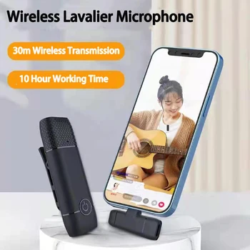 Sem fio Lavalier Microfone Portátil de Áudio, Gravação de Vídeo Mini Microfone para iPhone, Android Transmissão ao Vivo de Jogos de Telefone Mic