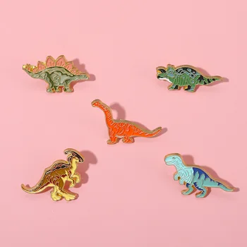 Shuangshuo Colorido Dino Esmalte Pinos de Dinossauros do Jurássico Broches de Lapela Emblemas de Animais dos desenhos animados de Jóias para Freindship Presente