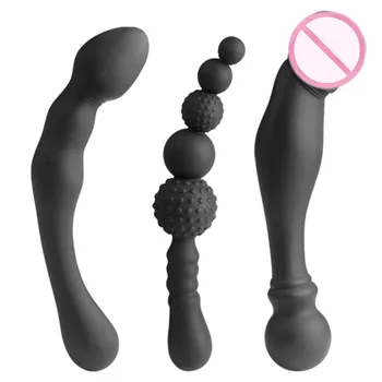 Silicone Varinha G Spot Massagem Anal Esferas De Design De Ambos Os Lados Aplicável Plug Anal Adulto Do Sexo Anal Brinquedos