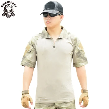 SINAIRSOFT de Camuflagem Militar de Retalhos T-shirt Tático Hunging Roupas Respirável, Exterior Escalada Caminhadas Execução de Camo da Camisa