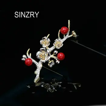 SINZRY NOVO Cúbicos de zircônia flor vintage broches senhora elegante terno jóias-acessórios