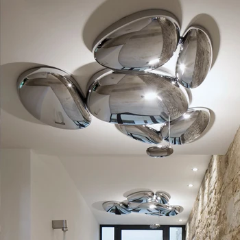 SKYDRO ELETRIFICADA LUZ de TETO lâmpada de prata vidro LED luzes do teto, de Luxo Metal Mercúrio Lâmpada do Teto do Hall de entrada arte deco lâmpada