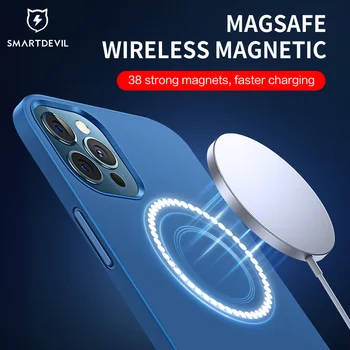SmartDevil Telefone Magnéticos de Caso para o iPhone 13 12 Pro Max capa de Silicone Vidro Temperado para iPhone 13 mini Capa de Carregamento sem Fio