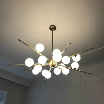 Sputnik lustre de Luxo gold decor luzes LED, Bola de Vidro da Lâmpada Sala de Jantar Cozinha Interior Montado sala de estar lustre lighti