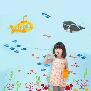 Subaquático estrela-do-mar peixe bolha adesivo de parede para salas de desenho animado submarino quarto de crianças, casa de banho decoração adesivos de parede murais
