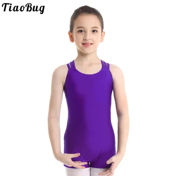 TiaoBug Crianças Meninas sem Mangas de Tiras de Ballet Dança Ginástica Macacão Collant Bodysuit De 5 A 14 anos Crianças