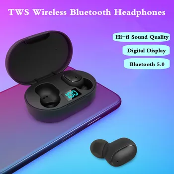 TWS E6S/A6S sem Fio Bluetooth Fones de ouvido Display Digital Inteligente de Redução de Ruído de Som Hi-fi de Qualidade Desporto Estéreo de Fones de ouvido
