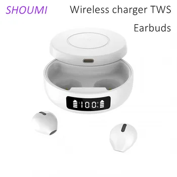 TWS Fones de ouvido sem Fio Bluetooth Fone de ouvido sem Fio com Doca de Carregamento de Exibição Digital de Vagens Fone de ouvido com Microfone Carregador do Telefone Móvel