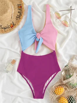 Um Maiô De Peça 2023 Novo Sólido Colorido Ocos Swimwear Das Mulheres Curativo Arco Body Sexy Monokini Trajes De Banho Moda Praia