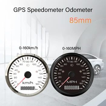 Universal 85mm GPS Velocímetro 125MPH 160MPH 200MPH 125km/h 160 km/h 200kmh a Quilometragem Total Ajustável para Carro, Barco, Iate RV 9-32V