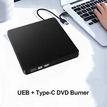 Usb 3.0-Tipo c Ultra-fino Externo Gravador de Dvd de Alta-velocidade Cd Vcd Player Unidade Óptica Para área de Trabalho Laptops