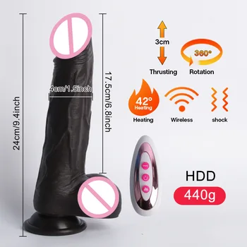 Venda quente preto elétrica telescópica bombardeio de simulação pênis sexo feminino produtos vibrador masturbação dispositivo de adultos brinquedos