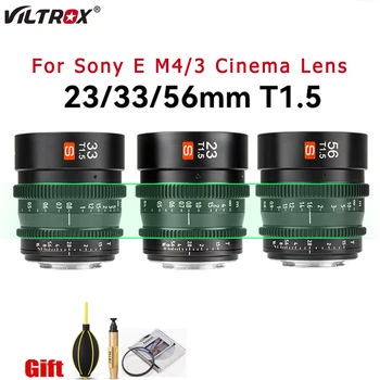 Viltrox 23mm 33mm 56mm T1.5 Cine Lente de Foco Manual Compacta e Sólida Lente Construir Projetado para o Cinema Sony E M43 Montagem de Lente de Câmera