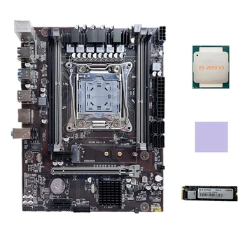 X99 placa-Mãe LGA2011-3 placa-Mãe do Computador Suporte ECC RAM DDR4 Com E5 2650 V3 CPU+M. 2 NVME SSD de 128 G+Almofada Térmica